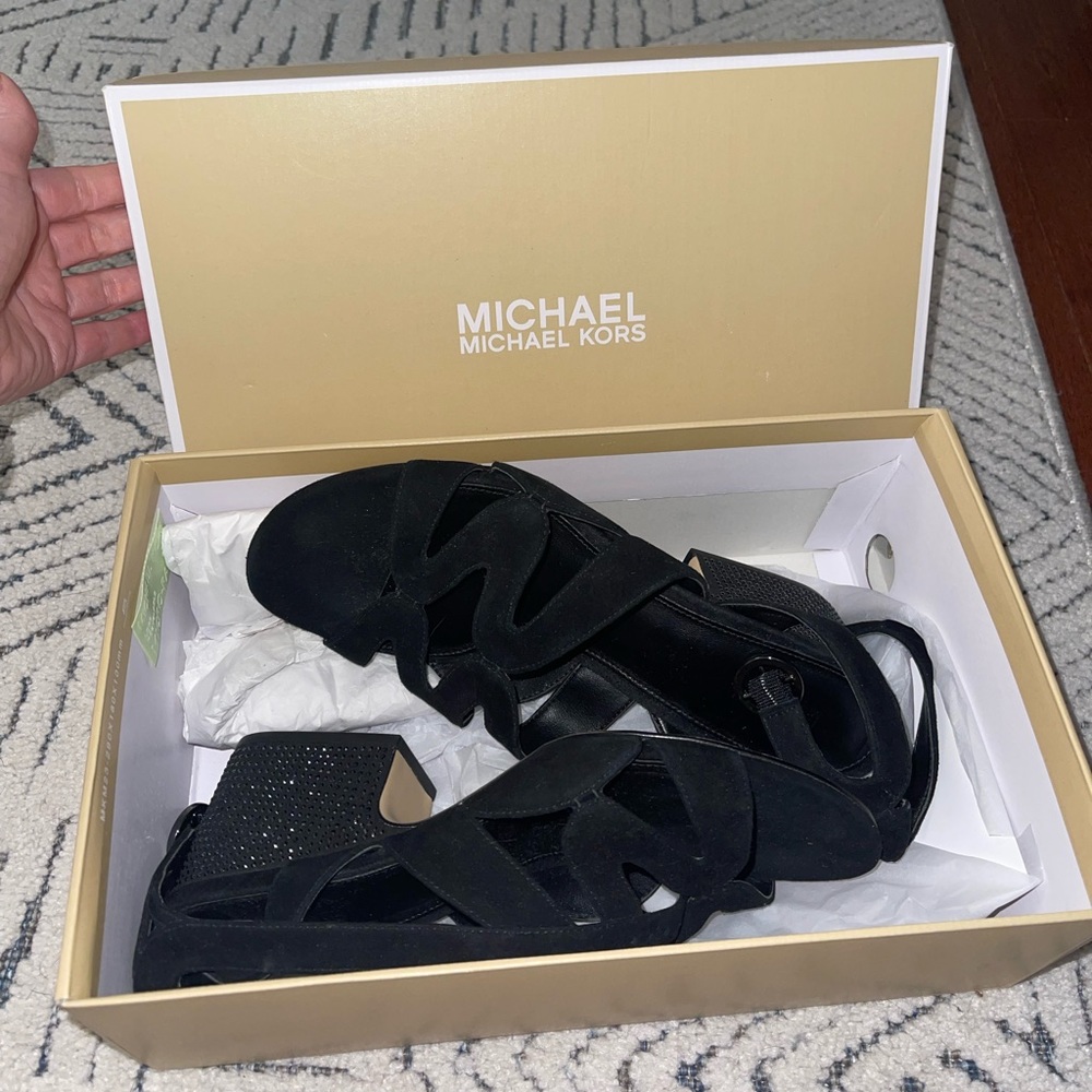 Michael Kors black velvet sandals Never worn were too small